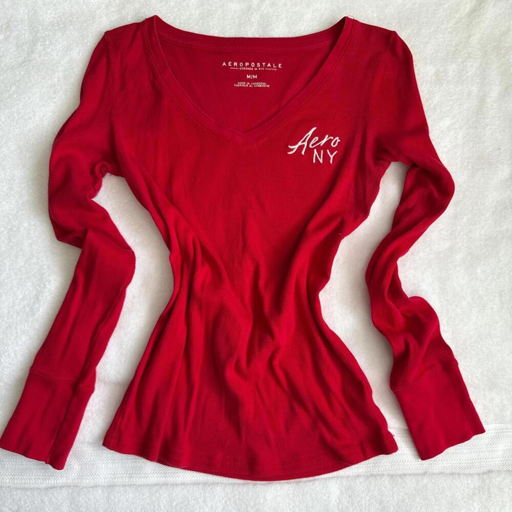 vintage y2k aero long sleeve v neck‎